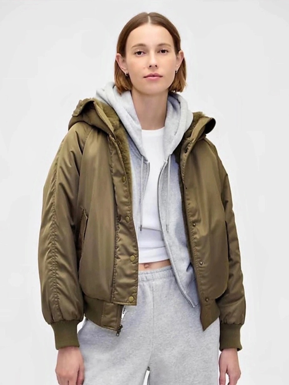 Gap Hooded Bomber Jacket in Green